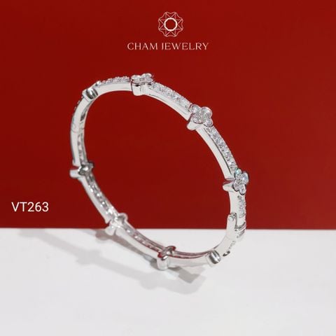 Vòng Tay VT263 CHAM JEWELRY, Vòng Cỏ 4 Lá Bản 7.5mm (Barcode PVH375)