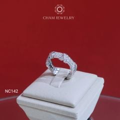 Nhẫn NC142 CHAM JEWELRY, Full Đá Moissanite Bản 4.0mm (Barcode ONNU212)
