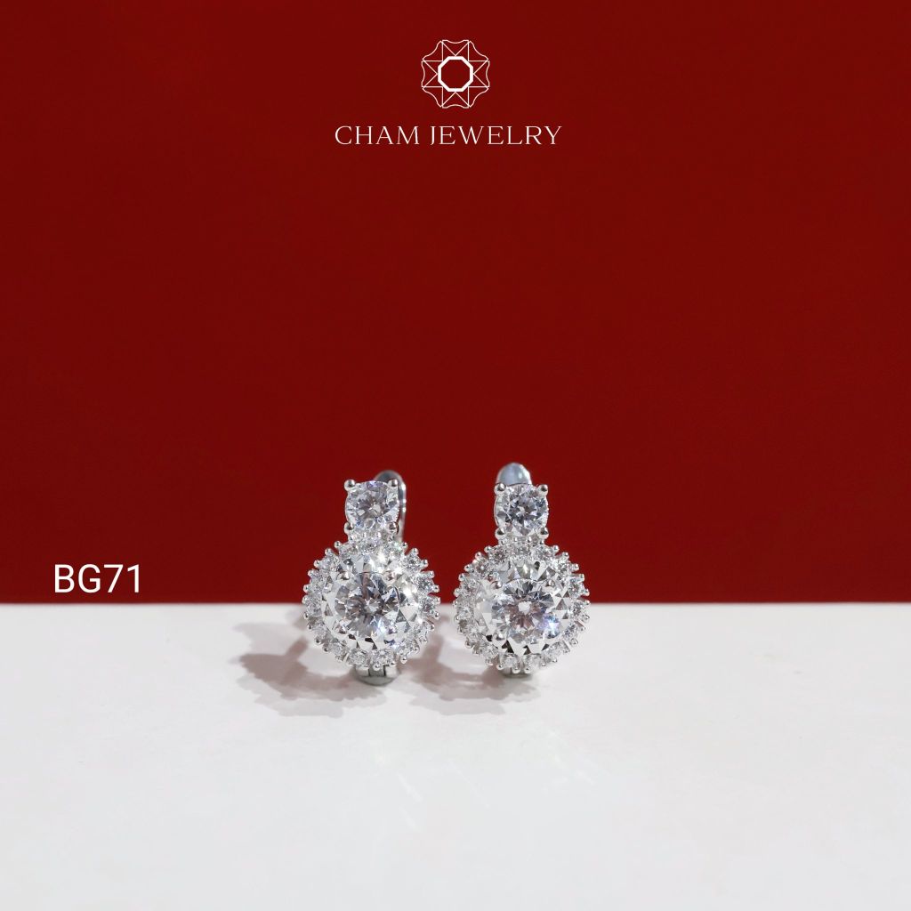 Hoa Tai BG71 CHAM JEWELRY, Hoa Tai Chủ 4.0mm (Barcode TVB256B).