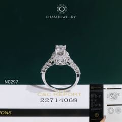 Nhẫn NC297 CHAM JEWELRY, Đá Moissanite C&C Chủ 5.0mm (Barcode OCNN114)