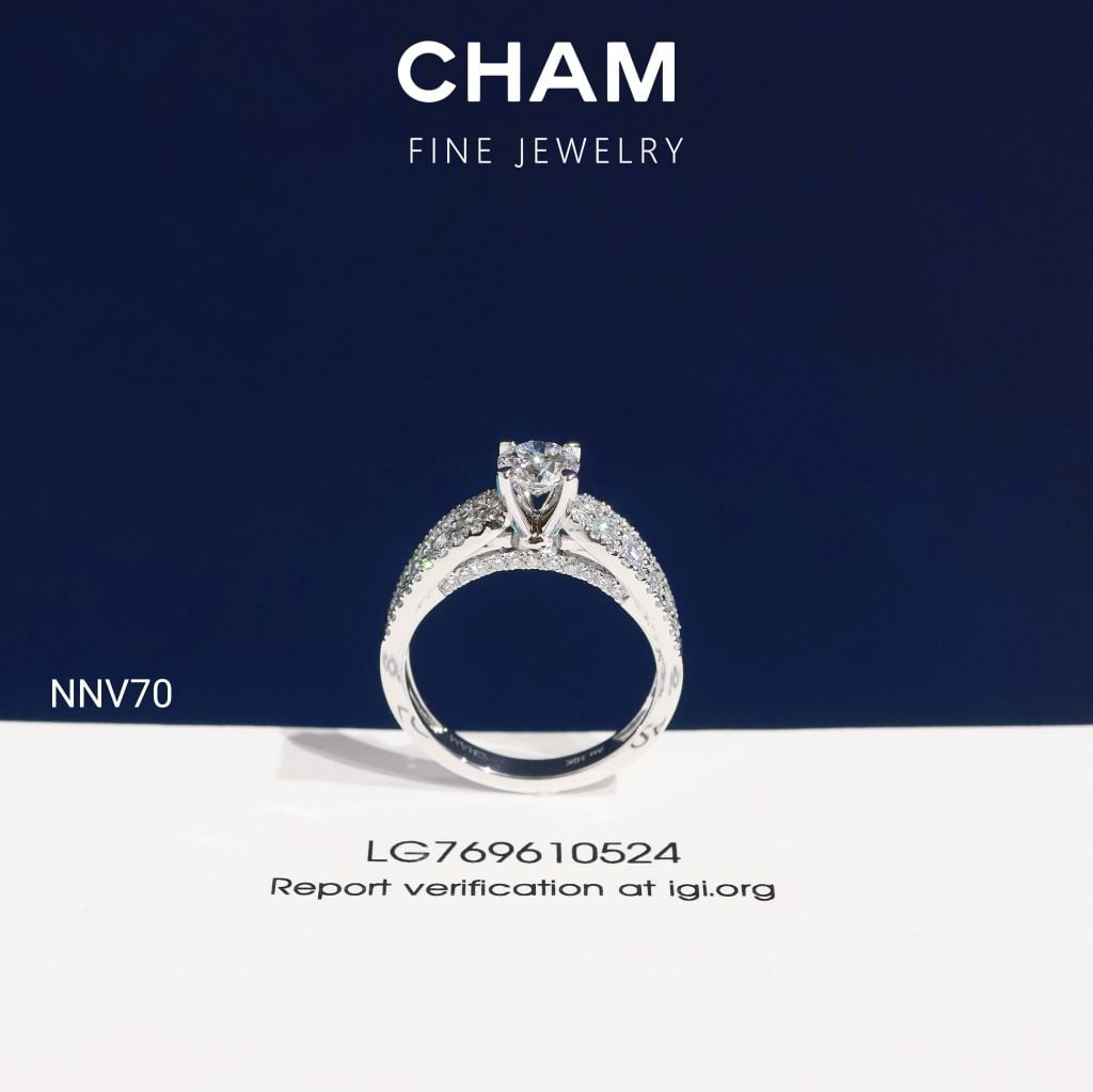 Nhẫn Nữ NNV70 Vàng 10k Chủ 5.4mm Kim Cương Lab Grown Diamond (Barcode DNU11)