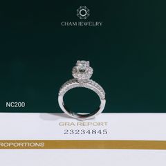 Nhẫn NC200 CHAM JEWELRY, Full Moissanite Chủ 6.0mm (Barcode OCNN27)