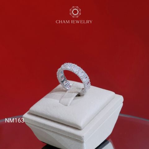 Nhẫn NM163 CHAM JEWELRY , Nhẫn Full Đá Barget Viền Tấm Bản 5.0mm (Barcode TNF52).