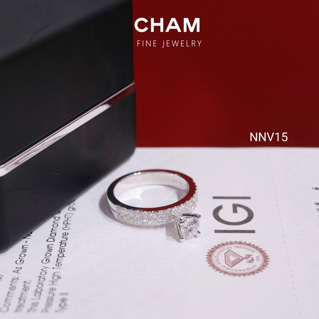 Nhẫn Nữ NNV15 Vàng 10k Chủ 4.5mm Kim Cương Lab Grown Diamond
