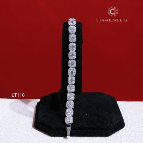 Lắc Tay LT110 CHAM JEWELRY, Xoàn Vuông Chủ 4.0mm ( Barcode TLT1019).