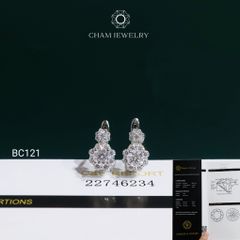 Hoa Tai BC121 CHAM JEWELRY, Hoa Tai Khóa Gài Full Moissanite C&C Chủ 4.5mm ( OCB42 )