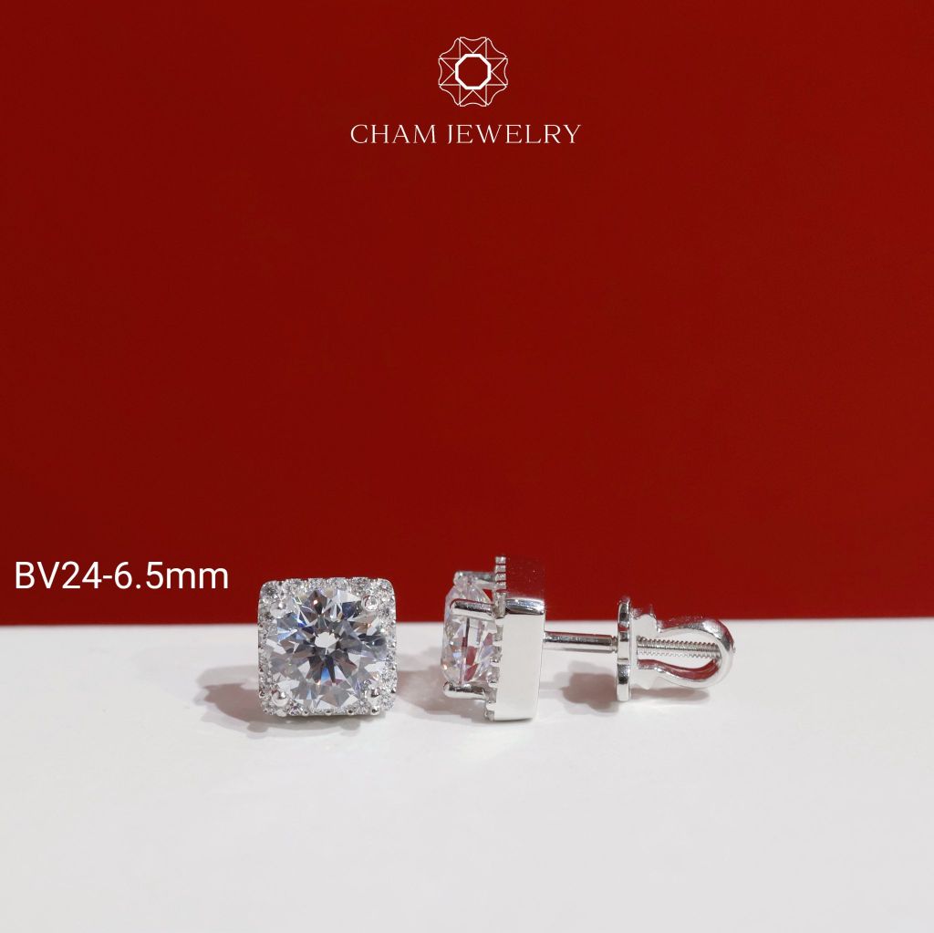 Hoa Tai CHAM JEWELRY BV24, Hoa Tai Xoàn Vuông  (Barcode TBV19  - TBV20 - TBV97 ).