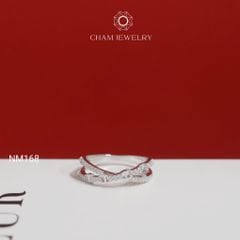 Nhẫn NM168 CHAM JEWELRY , Nhẫn Kiểu Chéo Nửa Hàng Đá (Barcode TNT946).