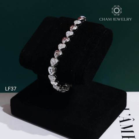 Lắc Tay LF37 CHAM JEWELRY, Lắc Kiểu Trái Tim Full Moissanite C&C (Barcode OCL15)