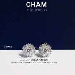 Hoa Tai BDV13 Vàng 10k Chủ 4.5mm Kim Cương Lab Grown Diamond