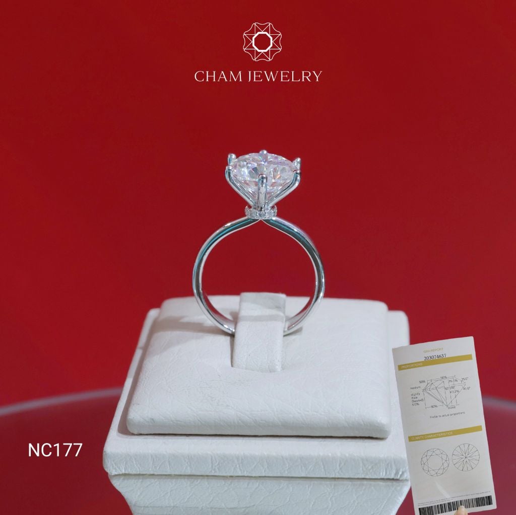 Nhẫn NC177 CHAM JEWELRY, Full Đá Moissanite Chủ 10.0mm (Barcode ONNU213)