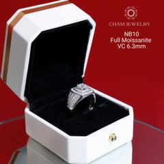 Nhẫn Nam NB10 CHAM JEWELRY, Chủ 6.3mm Full Moissanite Cao Cấp (Barcode ONNA12)