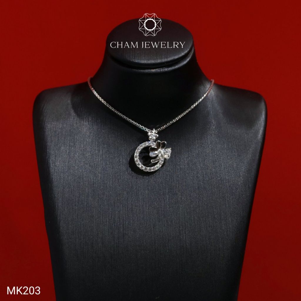 Mặt Dây Chuyền MK203 CHAM JEWELRY, Mặt Xỏ Kiểu Cỏ 3 Lá (Barcode TMX229).