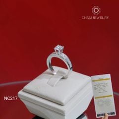 Nhẫn NC217 CHAM JEWELRY, Full Nửa Hàng Đá Moissanite Chủ 5.4mm (Barcode OCNN49)