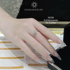 Nhẫn NC58 CHAM JEWELRY, Full Kim Cương Moissanite Chủ 5.5mm (Barcode ONNU45).