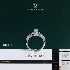 Nhẫn NC303 CHAM JEWELRY, Đá Moissanite C&C Chủ 4.5mm (Barcode OCNN99)