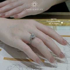 Nhẫn NC73 CHAM JEWELRY, Full Kim Cương Moissanite, Chủ 4.5mm (Barcode ONNU10)