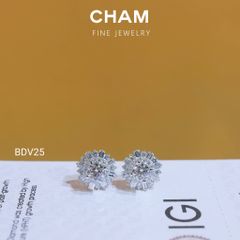 Hoa Tai BDV25 Vàng 10k Chủ 4.5mm Kim Cương Lab Grown Diamond