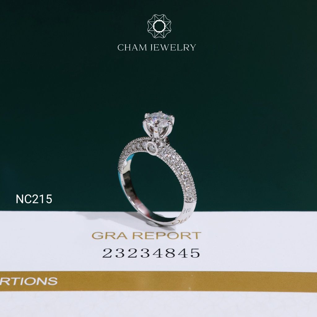 Nhẫn NC215 CHAM JEWELRY, Full Đá Moissanite Chủ 5.4mm (Barcode OCNN43)