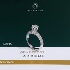 Nhẫn NC215 CHAM JEWELRY, Full Đá Moissanite Chủ 5.4mm (Barcode OCNN43)