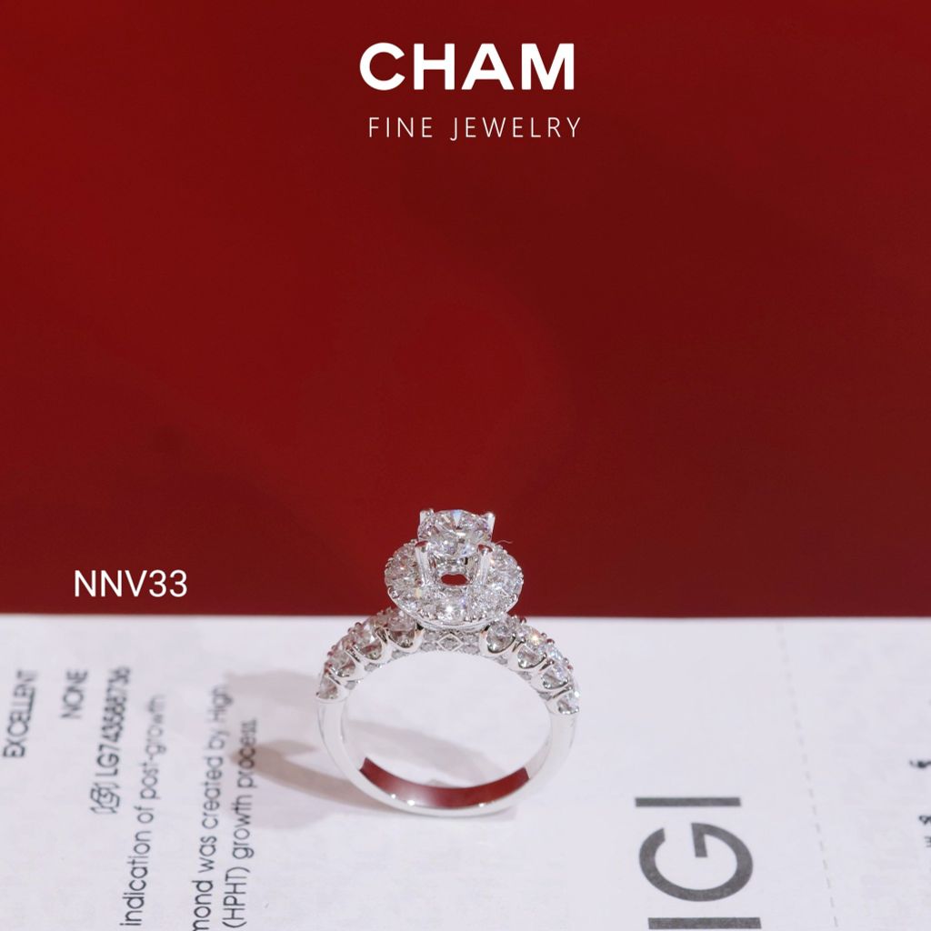 Nhẫn Nữ NNV33 Vàng 10k Chủ 5.4mm Kim Cương Lab Grown Diamond