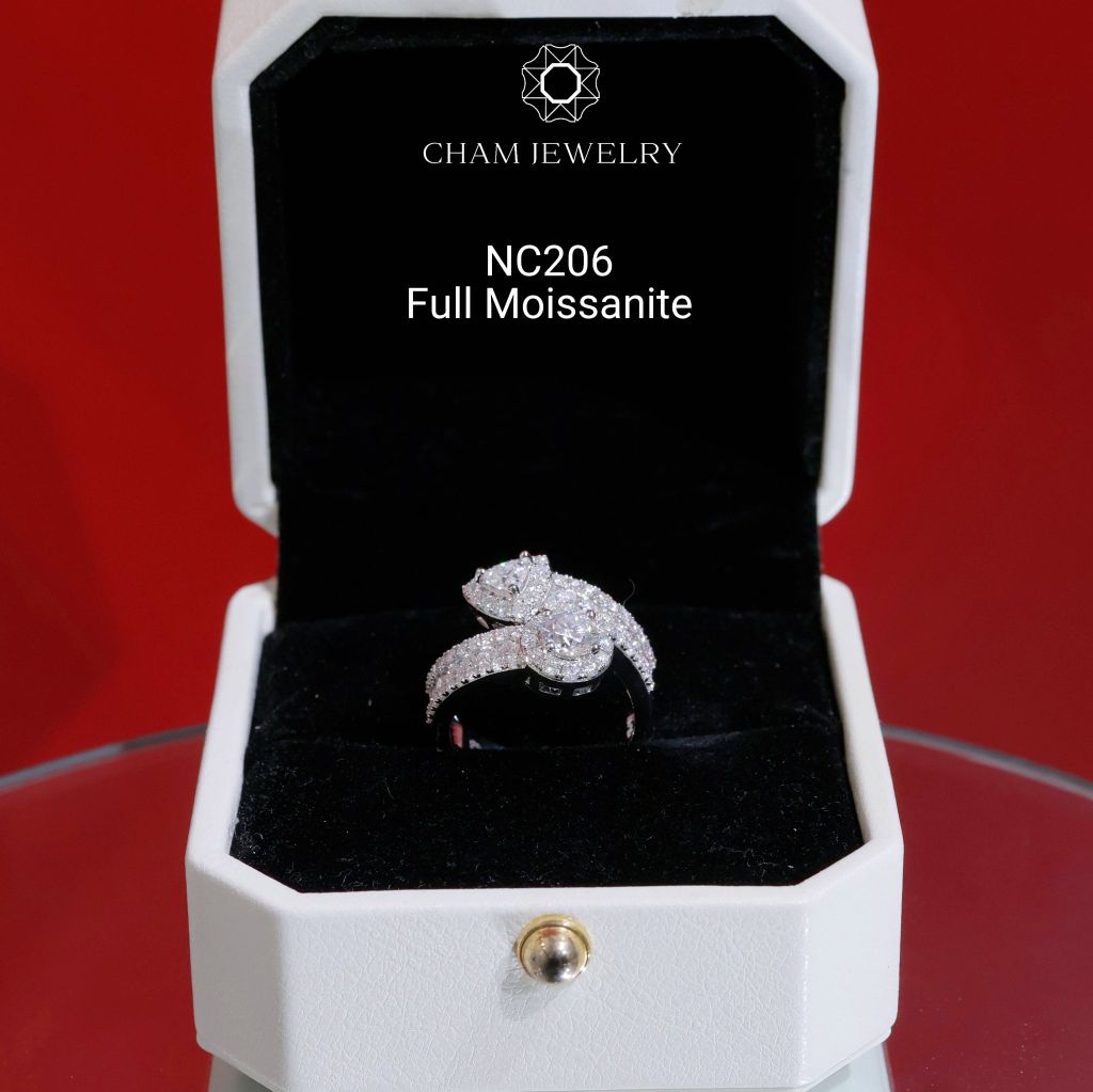 Nhẫn NC206 CHAM JEWELRY, Nhẫn Kết Kiểu Full Moissanite (Barcode OCNN31)