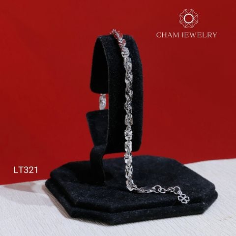 Lắc Tay LT321 CHAM JEWELRY , Xoắn Vuông 4.0mm Charm Cỏ 4 Lá (Barcode TLBC793).