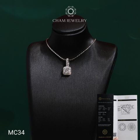 Mặt Dây Chuyền MC34 CHAM JEWELRY , Mặt Xoàn Vuông Chủ Moissanite C&C 4.5mm (Barcode OCM13).