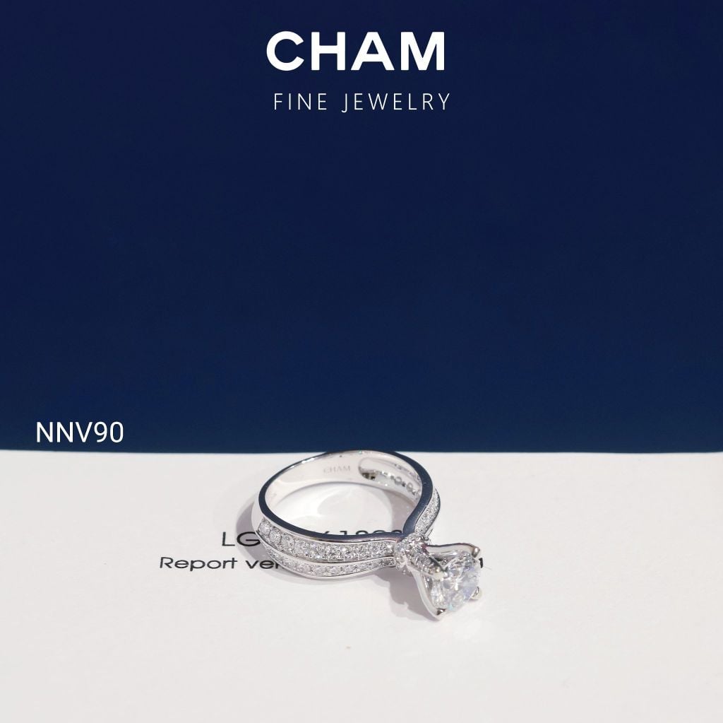 Nhẫn Nữ NNV90 Vàng 10k Chủ 6.3mm Kim Cương Lab Grown Diamond (Barcode DNU22)