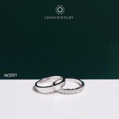 Nhẫn Cặp NCD01 CHAM JEWELRY, Đá  Moissanite Full C&C (Barcode OCNC01)