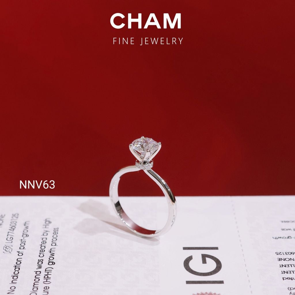 Nhẫn Nữ NNV63 Vàng 10k Chủ 6.3 Kim Cương Lab Grown Diamond
