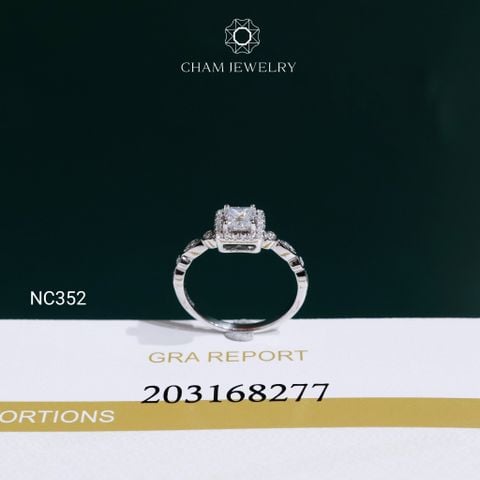 Nhẫn NC352 CHAM JEWELRY, Chủ Vuông 4.0x4.0mm Full Đá Moissanite (OCNN111)