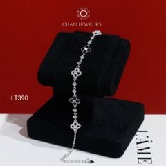 Lắc Tay LT390 CHAM JEWELRY, Lắc Kiểu Cỏ 4 Lá Đen Trắng ( C-LT229(A21) ).