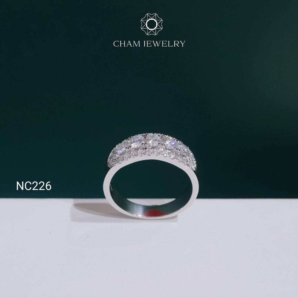 Nhẫn NC226 CHAM JEWELRY, Nhẫn Full Hàng Đá Moissanite (Barcode OCNN84)