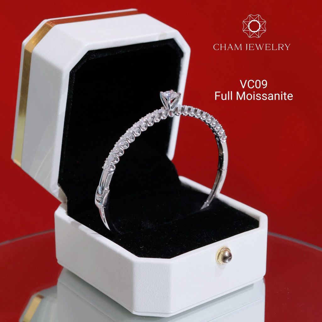 Vòng Tay VC09 CHAM JEWELRY, Vòng Full Moissanite Chủ 5.5mm (Barcode OCV02).
