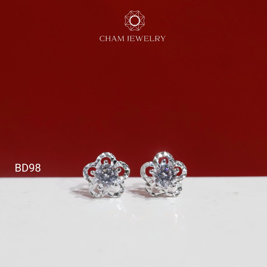 Hoa Tai BD98 CHAM JEWELRY , Hoa Tai Kiểu Hoa Mai Chủ 4.0mm ( Barcode TBD1531).