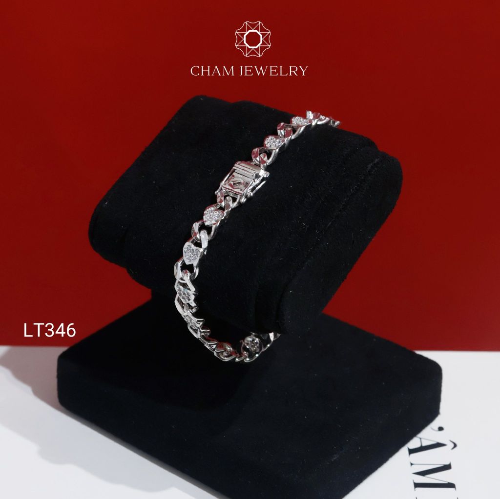 Lắc Tay LT346 CHAM JEWELRY , Lắc Khoen Lật Kiểu Trái Tim Bản 7.0mm (C116L005).