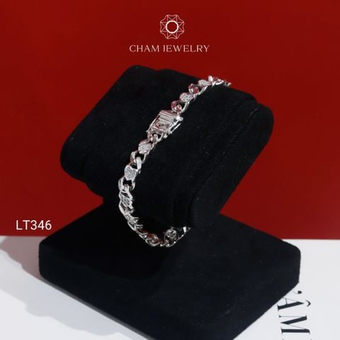 Lắc Tay LT346 CHAM JEWELRY , Lắc Khoen Lật Kiểu Trái Tim Bản 7.0mm (C116L005).
