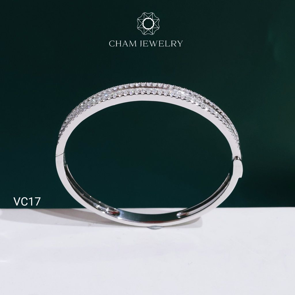 Vòng Tay VC17 CHAM JEWELRY, Vòng Tay Nửa Hàng Đá Full Moissanite (Barcode OCV13).