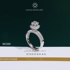 Nhẫn NC200 CHAM JEWELRY, Full Moissanite Chủ 6.0mm (Barcode OCNN27)