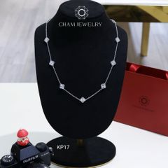 Dây Chuyền KP17 CHAM JEWELRY, Dây Full Cỏ 4 Lá Trắng Chạm Máy Bản 8.0mm (Barcode TDK15)