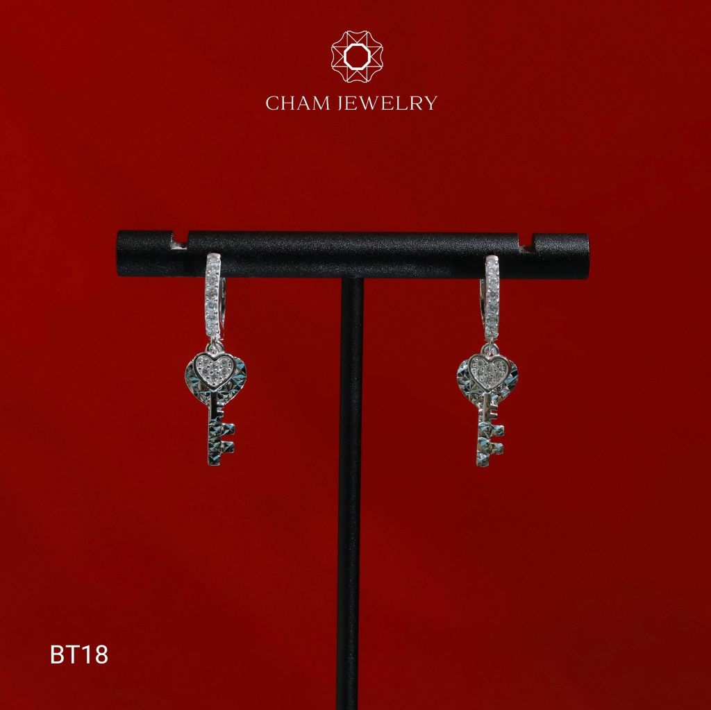 Hoa Tai CHAM JEWERLY BT18, Hoa Tai Tòn Ten Chìa Khóa ( Barcode TBT733).