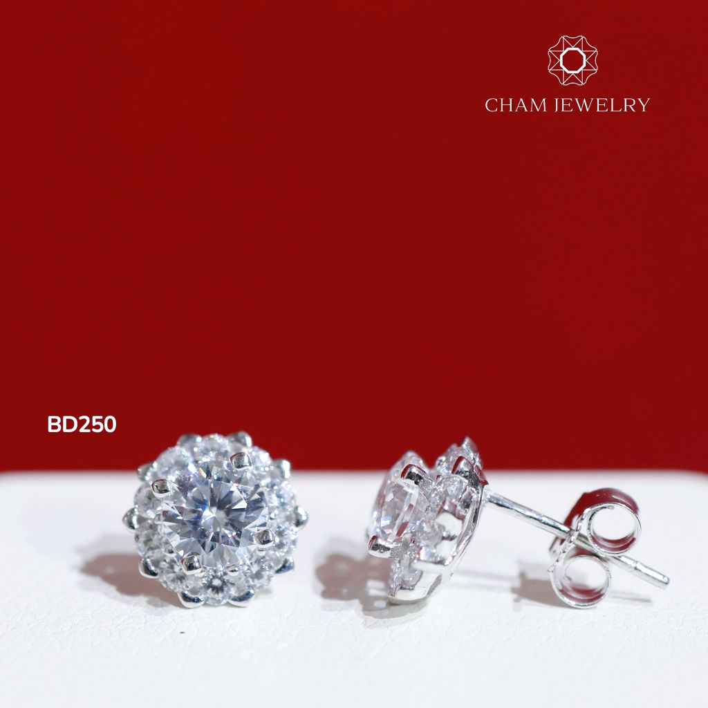 Hoa Tai BD250, Xoàn Tròn Chủ 5.5mm CHAM JEWELRY (Barcode TBD1262).