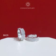 Hoa Tai BK29 CHAM JEWELRY , Hoa Tai Khoen Hai Hàng Đá Tấm Bản 4.0mm (Barcode TBK359).