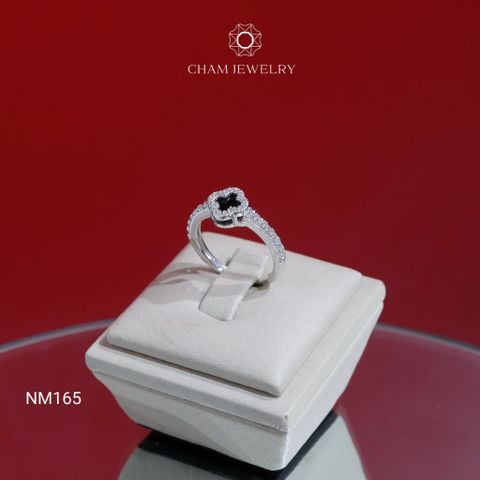 Nhẫn NM165 CHAM JEWELRY , Nhẫn Cỏ 4 Lá Đen Bản 6.0mm (Barcode TVB324).