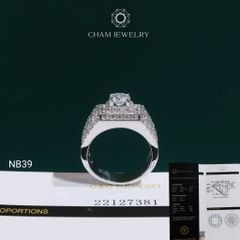 Nhẫn Nam NB39 CHAM JEWELRY,  Chủ 6.5mm Full Moissanite C&C Chủ 6.5mm (Barcode OCNA10)