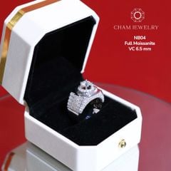 Nhẫn Nam NB04 CHAM JEWELRY, Chủ 6.5mm Full Kim Cương Moissanite Cao Cấp (Barcode TVM21).