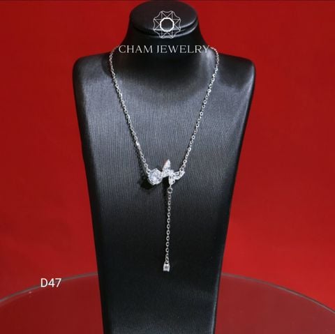 Dây Chuyền CHAM JEWELRY D47, Dây Hồ Điệp 1 Hột Liền Mặt (Barcode TDKM369).