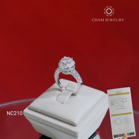Nhẫn NC210 CHAM JEWELRY, Full Đá Moissanite Chủ 6.3mm (Barcode OCNN38)