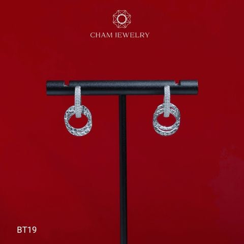 Hoa Tai CHAM JEWERLY BT19, Hoa Tai Tòn Ten Kiểu Chạm Máy ( Barcode TBT768).